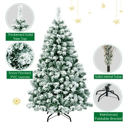 Tangkula Pre-lit Artificial Hinged Christmas Pine Tree Snow Flocked Decoration Tree 6 Tangkula Pre-lit Artificial Hinged Christmas Pine Tree Snow Flocked Decoration Tree - Image 4