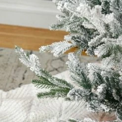 HOMCOM 8 Foot Pine Snow Flocked Artificial Christmas Tree with 1479 Realistic Cedar Branches, Auto Open, Home Holiday Decoration, Green -Northlight Christmas Store GUEST 38853105 b269 407f 89df c52069bf78d3