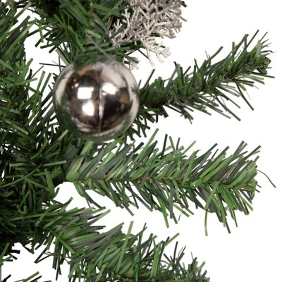 Northlight 6' x 9" Unlit Silver Poinsettia and Pinecone Artificial Christmas Garland 4 Northlight 6' x 9" Unlit Silver Poinsettia and Pinecone Artificial Christmas Garland - Image 2