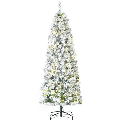 HOMCOM Pre-Lit Snow-Flocked Slim Douglas Fir Artificial Christmas Tree with Realistic Branches 13 HOMCOM Pre-Lit Snow-Flocked Slim Douglas Fir Artificial Christmas Tree with Realistic Branches - Image 11
