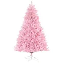 HOMCOM Artificial Christmas Tree Holiday Decoration with Auto Open, Steel Base, Wide Shape, Pink -Northlight Christmas Store GUEST 3b37982a 0fc0 46ac b3ab dbb466749ff4
