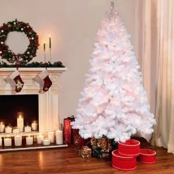 Puleo 7.5ft Pre-lit Artificial Christmas Tree White Full Newcastle Fir