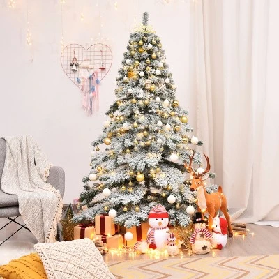 Tangkula Snow Flocked Artificial Christmas Tree Hinged Alaskan Pine Decoration Tree 4 Tangkula Snow Flocked Artificial Christmas Tree Hinged Alaskan Pine Decoration Tree - Image 2