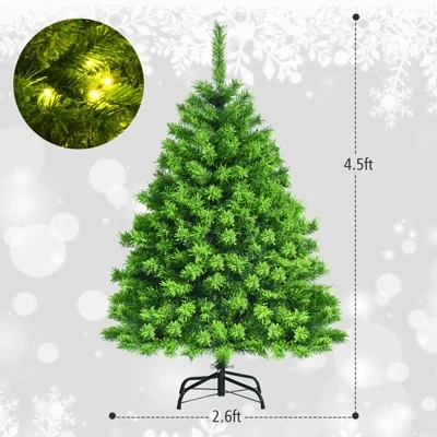 Tangkula Artificial Pre-Lit Christmas Tree, Green Flocked Christmas Hinged Tree w/ Branch Tips & Warm LED lights 10 Tangkula Artificial Pre-Lit Christmas Tree, Green Flocked Christmas Hinged Tree w/ Branch Tips & Warm LED lights - Image 8