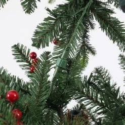 LuxenHome 5Ft Pre-Lit LED Artificial Slim Pine Christmas Tree with Pine Cones, Berries, and Red Wood Planter 16 LuxenHome 5Ft Pre-Lit LED Artificial Slim Pine Christmas Tree with Pine Cones, Berries, and Red Wood Planter -Northlight Christmas Store GUEST 3da63796 6c67 40c4 b682 ca4a33c66ce1