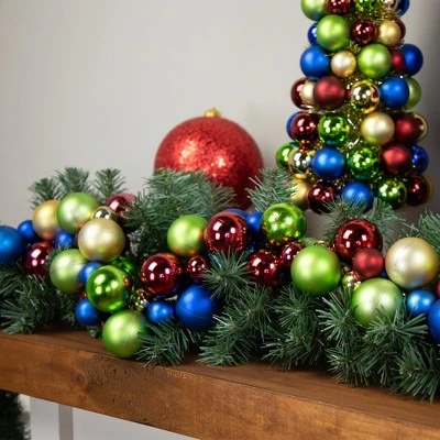 Northlight 6' Multi-Color 2-Finish Shatterproof Ball Christmas Garland 4 Northlight 6' Multi-Color 2-Finish Shatterproof Ball Christmas Garland - Image 2