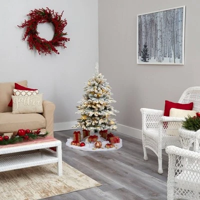 4ft Nearly Natural Pre-Lit LED Flocked Livingston Fir Artificial Christmas Tree Clear Lights 7 4ft Nearly Natural Pre-Lit LED Flocked Livingston Fir Artificial Christmas Tree Clear Lights - Image 5