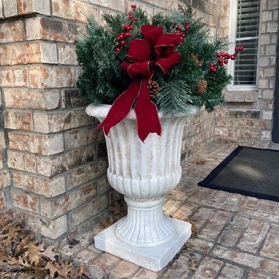 Haute Decor 26" Pre-Lit LED Classic Urn Filler Artificial Swag 4 Haute Decor 26" Pre-Lit LED Classic Urn Filler Artificial Swag - Image 2