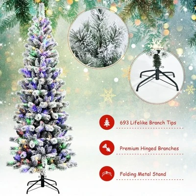 Costway 7.5FT Pre-Lit Hinged Christmas Tree Snow Flocked w/9 Modes Remote Control Lights 11 Costway 7.5FT Pre-Lit Hinged Christmas Tree Snow Flocked w/9 Modes Remote Control Lights - Image 9