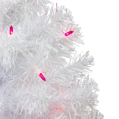 Northlight 2' Pre-lit White Iridescent Pine Artificial Christmas Tree - Pink Lights 4 Northlight 2' Pre-lit White Iridescent Pine Artificial Christmas Tree - Pink Lights - Image 2