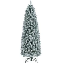 Yaheetech Prelit Flocked Pencil Artificial Christmas Tree Holiday Decoration Hinged Spruce, Green -Northlight Christmas Store GUEST 4084d3ed 4a4f 44dc b742 35c14620bd1f