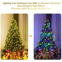 Tangkula 5'Artificial Christmas Tree PVC Material Metal Stand Holidy Decoration w/ 150 LED Lights