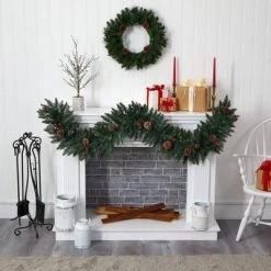 Nearly Natural 6' Pre-lit LED Lightly Flocked Pine Artificial Christmas Garland with Pinecones and Berries Green with Multicolor Lights -Northlight Christmas Store GUEST 4128cbe9 c923 4f86 90f6 6f7d285c3178