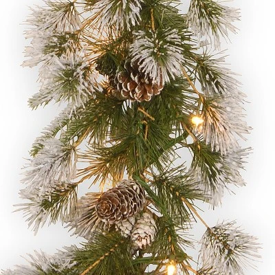 National Tree Company Pre-Lit 'Feel Real' Artificial Christmas Garland, Green, Liberty Pine Cones, White Lights, Frosted Branches, Plug In, 9 Feet 4 National Tree Company Pre-Lit 'Feel Real' Artificial Christmas Garland, Green, Liberty Pine Cones, White Lights, Frosted Branches, Plug In, 9 Feet - Image 2