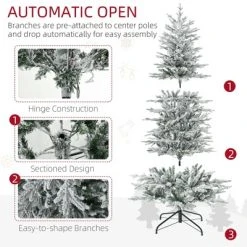 HOMCOM Prelit Artificial Christmas Tree Holiday Decoration with Snow Flocked Branches, Warm Yellow Clear Lights, Auto Open, Extra Bulb -Northlight Christmas Store GUEST 417ec24a ba3d 4a9d 9ddb 179db07851d8