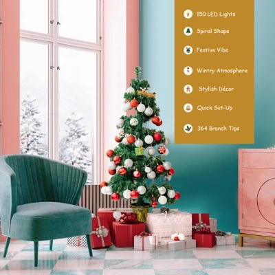 Tangkula Pre-Lit Lifelike Spiral Christmas Tree Topiary Artificial Xmas Tree W/ 150 LED Lights 6 Tangkula Pre-Lit Lifelike Spiral Christmas Tree Topiary Artificial Xmas Tree W/ 150 LED Lights - Image 4