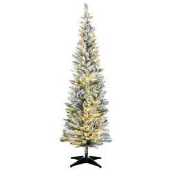 HOMCOM Pre-Lit Slim Noble Fir Artificial Christmas Tree with Realistic Branches, Warm White LED Lights and Tips, Green -Northlight Christmas Store GUEST 42ba2c69 77af 48fe 8c35 69a72c8f28af