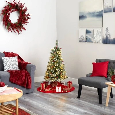 4ft Nearly Natural Pre-Lit LED Frosted Swiss Pine Artificial Christmas Tree Clear Lights 7 4ft Nearly Natural Pre-Lit LED Frosted Swiss Pine Artificial Christmas Tree Clear Lights - Image 5