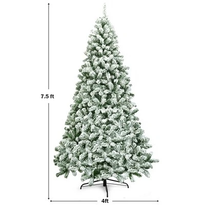 Costway 7.5FT Snow Flocked Artificial Christmas Tree Hinged w/1346 Tip and Foldable Base 3 Costway 7.5FT Snow Flocked Artificial Christmas Tree Hinged w/1346 Tip and Foldable Base