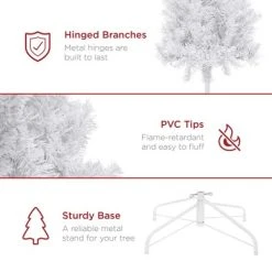Best Choice Products Premium White Hinged Artificial Christmas Pine Tree w/ Branch Tips, Metal Base -Northlight Christmas Store GUEST 43f766bd 7973 4c00 94bd 2ef32a9099e9