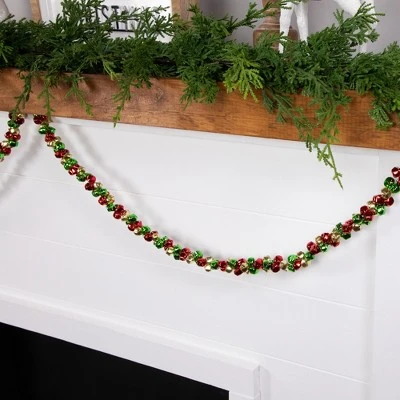 Northlight 5' Green, Gold and Red Jingle Bell Christmas Garland, Unlit 5 Northlight 5' Green, Gold and Red Jingle Bell Christmas Garland, Unlit - Image 3