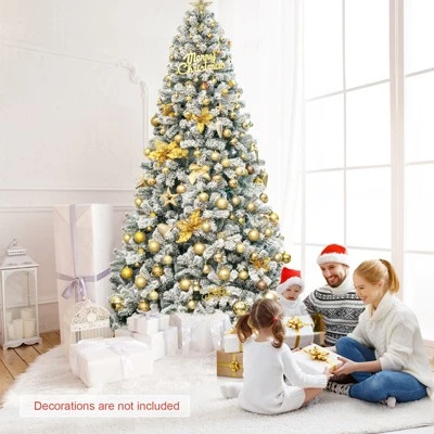 Costway 9ft Snow Flocked Hinged Artificial Christmas Tree Unlit Metal 5 Costway 9ft Snow Flocked Hinged Artificial Christmas Tree Unlit Metal - Image 3