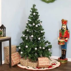 Sunnydaze Decor Sunnydaze Indoor Artificial Unlit Canadian Pine Full Christmas Tree with Metal Stand and Hinged Branches - Green