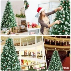 Costway 8ft Unlit Hinged Artificial Christmas Tree w/ Snow Flocked Tips and Red Berries -Northlight Christmas Store GUEST 453ba044 23ad 4219 a681 afa28631eef3