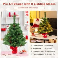 Costway 25" Pre-Lit Artificial Mini Christmas Tree w/ Pine Cones 50 LED Lights & 8 Modes -Northlight Christmas Store GUEST 46054837 dc59 44ad a3e6 1b0fad3c1780