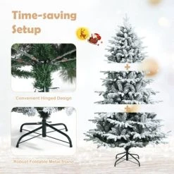 Tangkula Snow Flocked Christmas Tree, Pre-lit Artificial Xmas Tree w/ LED Lights & PE & PVC Branch Tips -Northlight Christmas Store GUEST 4621f153 8285 419d bb1f 40de9fa183ea