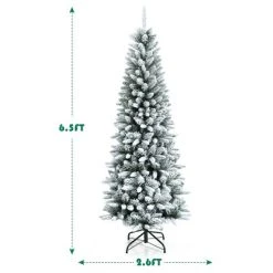 Costway 6.5ft Snow-Flocked Hinged Artificial Christmas Pencil Tree w/ 829 Mixed Tips -Northlight Christmas Store GUEST 46504c02 9919 45d4 af91 9b3d3d6570ae