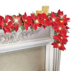 Collections Etc. Collections Etc Lighted Christmas Poinsettia Garland -Northlight Christmas Store GUEST 4715aec7 adc8 4050 a081 bc61534d168f