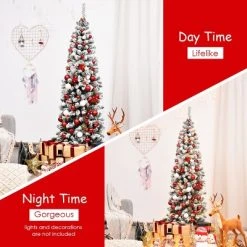 Tangkula Pencil Artificial Christmas Tree Snow Flocked Pencil Tree with Flexible Stand -Northlight Christmas Store GUEST 479c1de4 cb19 423a b56d 5056292de052