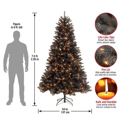 National Tree Company 7.5 ft Pre-Lit Artificial Full Christmas Tree, Black, North Valley Spruce, White Lights, Includes Stand 5 National Tree Company 7.5 ft Pre-Lit Artificial Full Christmas Tree, Black, North Valley Spruce, White Lights, Includes Stand - Image 3