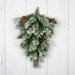 Northlight 22" Unlit Snowy Flocked and Pinecones Christmas Teardrop Swag 10 Northlight 22" Unlit Snowy Flocked and Pinecones Christmas Teardrop Swag -Northlight Christmas Store GUEST 4831fba0 c244 404f 8a86 392263c93684
