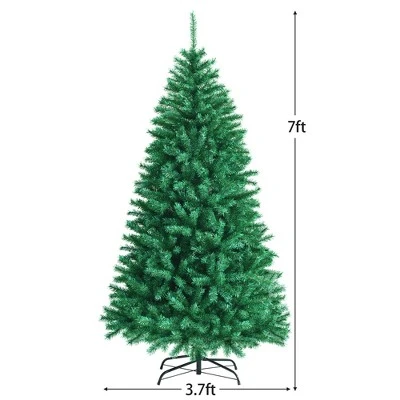 Costway 7ft Iridescent Tinsel Artificial Christmas Tree Green w/1160 Branch Tips 5 Costway 7ft Iridescent Tinsel Artificial Christmas Tree Green w/1160 Branch Tips - Image 3