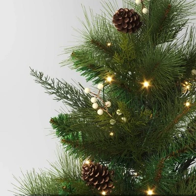 30" Pre-lit LED Battery Operated Mixed Pine Christmas Artificial Pot Filler Warm White Lights - Wondershop™ 4 30" Pre-lit LED Battery Operated Mixed Pine Christmas Artificial Pot Filler Warm White Lights - Wondershop™ - Image 2