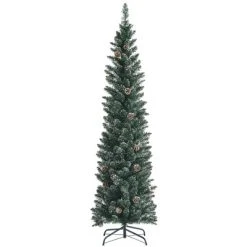 Costway 5ft/6ft/7ft Unlit Snowy PVC Artificial Slim Christmas Pencil Tree with Pine Cones -Northlight Christmas Store GUEST 4a6b86e2 dcaf 4474 9ee8 117563ce98f5