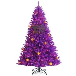 Tangkula Artificial Purple Christmas Tree, Prelit Purple Halloween Tree w/ Orange LED Lights & Pumpkin Ornaments -Northlight Christmas Store GUEST 4a7c0b02 d7d8 4cac 82d9 b900751054f1
