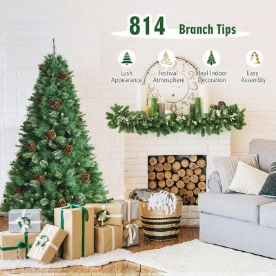 Costway 6ft 7ft8ft Unlit Hinged PVC Artificial Christmas Pine Tree with Red Berries 7 Costway 6ft 7ft8ft Unlit Hinged PVC Artificial Christmas Pine Tree with Red Berries - Image 5