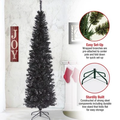 National Tree Company 6 ft Artificial Christmas Tree, Black Tinsel, Includes Stand 6 National Tree Company 6 ft Artificial Christmas Tree, Black Tinsel, Includes Stand - Image 4