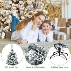 Costway 6ft/7.5ft/9ft Pre-Lit Premium Snow Flocked Hinged Artificial Christmas Tree with 250 Lights/450 Light/550 Lights -Northlight Christmas Store GUEST 4b358b0b 451d 4f1e bc6e 9bb6015e862b
