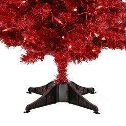 National Tree Company 4 Foot Full Bodied Flocked Prelit Artificial Christmas Holiday Tree with 200 Clear Lights, 311 Branch Tips, & Metal Stand, Red -Northlight Christmas Store GUEST 4bfa2520 dab9 458a 9f96 4c8e1a1819ef