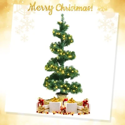 Tangkula Pre-Lit Lifelike Spiral Christmas Tree Topiary Artificial Xmas Tree W/ 150 LED Lights 4 Tangkula Pre-Lit Lifelike Spiral Christmas Tree Topiary Artificial Xmas Tree W/ 150 LED Lights - Image 2
