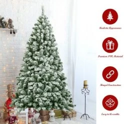 Costway 6FT Snow Flocked Artificial Christmas Tree Hinged w/928 Tips and Foldable Base -Northlight Christmas Store GUEST 4fa735a3 0ed1 452f ac0f 1b9ea9095f6e
