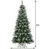 Costway 8 ft Snow Flocked Artificial Christmas Hinged Tree w/ Pine Needles & Red Berries