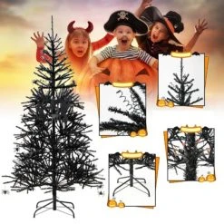 Tangkula 6FT Black Halloween Tree Artificial Hinged PVC Christmas Tree w/250 LED lights -Northlight Christmas Store GUEST 4fda7daa f895 419f 888a 9a4b948ffbd5