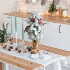 Tangkula 19" Mini Snow Flocked Xmas Tree Tabletop Artificial Christmas Tree w/ 59 Tips Burlap Cement Sand -Northlight Christmas Store GUEST 4ffdf0b2 c6b2 46e8 b815 500d58a7c1f2