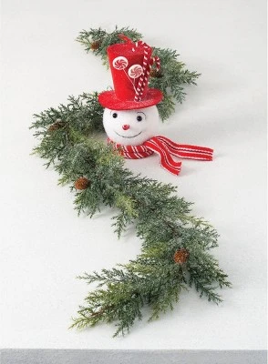 Sullivans 5.5' Frosted Arborvitae Artificial Garland 77"L Green 3 Sullivans 5.5' Frosted Arborvitae Artificial Garland 77"L Green