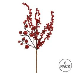 Vickerman 18" Mixed Red Gooseberry Berry Artificial Christmas Pick, 6/Bag.